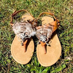 BROWN/TAN LILIANA TRIBAL THONG SUMMER SANDALS